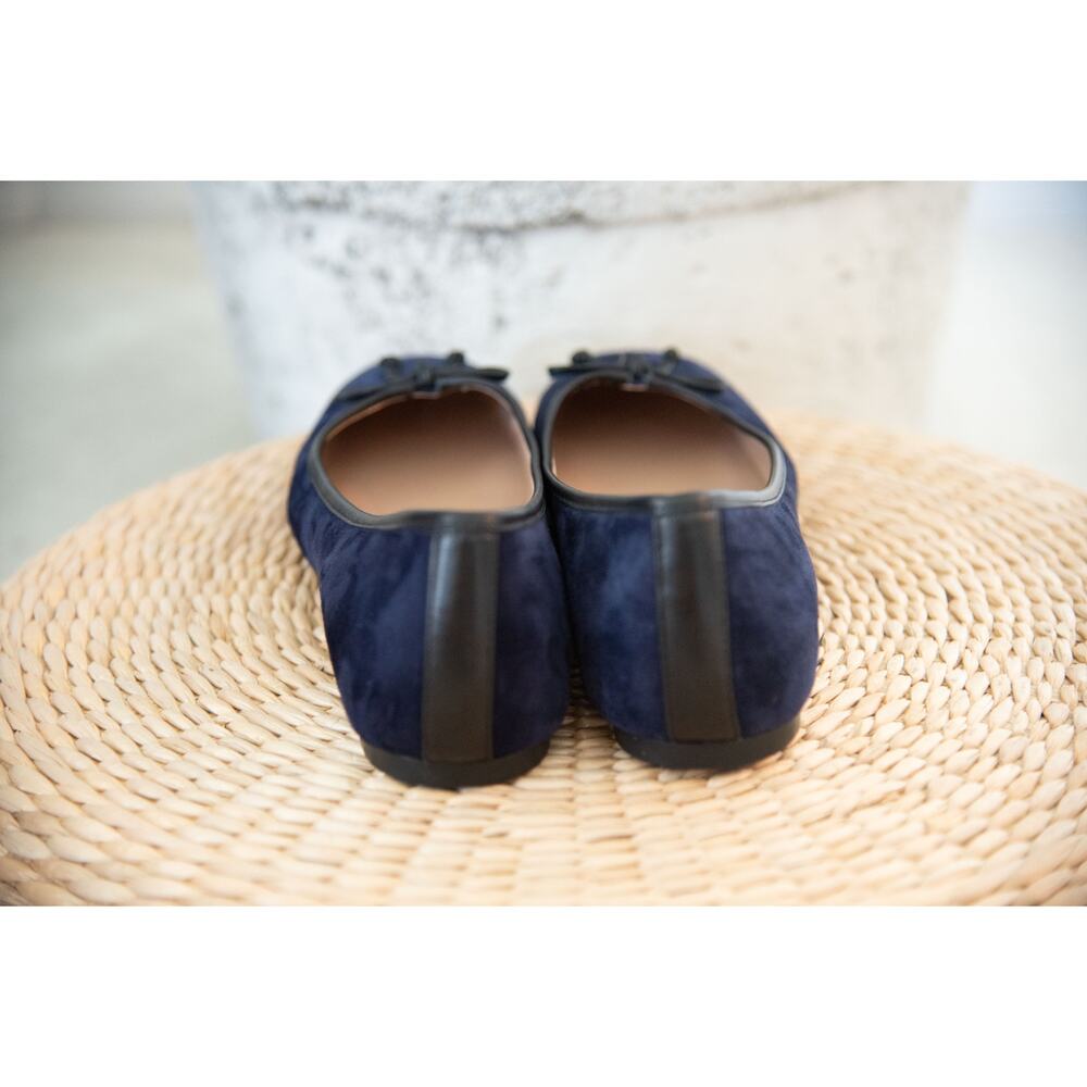 Cole Haan Classic Ballerina Flats Navy Suede Square Toe Size 9B Leather Liningng - Picture 9 of 10